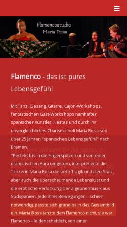 Vorschau der mobilen Webseite mariarosa-flamenco.de, Flamencoschule Maria Rosa