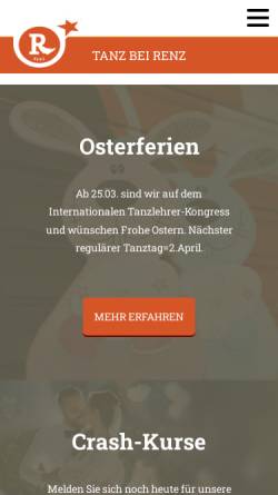 Vorschau der mobilen Webseite www.tanzschule-renz.de, Tanzschule Renz