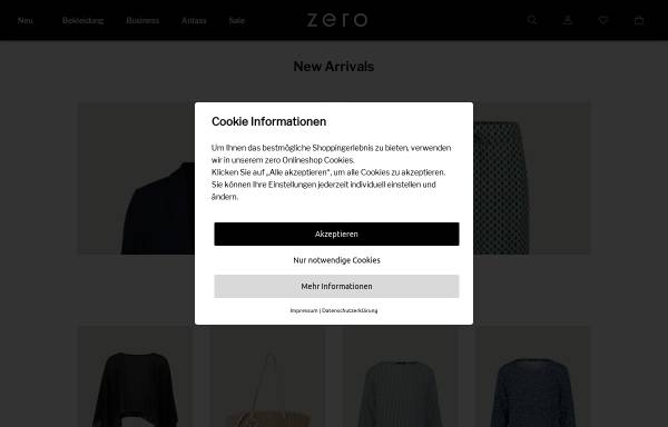 Vorschau von www.zero.de, Zero Modehandel GmbH + Co KG
