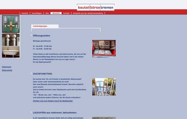 Vorschau von www.bauteilboerse-bremen.de, Bauteilbörse Bremen