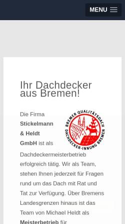 Vorschau der mobilen Webseite www.dach-bremen.de, Stickelmann und Heldt Dachdeckermeister GmbH