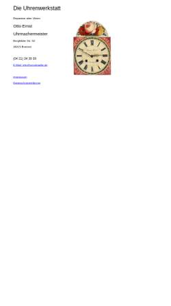 Vorschau der mobilen Webseite www.unruhwelle.de, Otto Ernst Uhrenwerkstatt