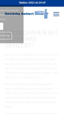Vorschau der mobilen Webseite getraenke-gehlert.de, Getränke Gehlert