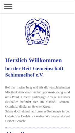 Vorschau der mobilen Webseite www.schimmelhof.net, Reit-Gemeinschaft Schimmelhof e.V.