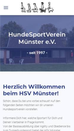 Vorschau der mobilen Webseite www.hsv-muenster.de, Hundesportverein Münster e.V.