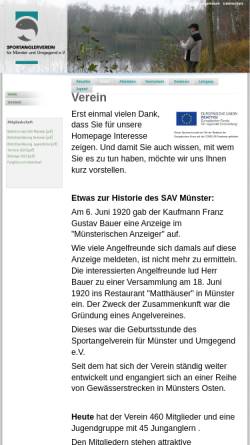 Vorschau der mobilen Webseite www.sav-muenster.de, Sportanglerverein für Münster und Umgegend e. V.