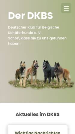 Vorschau der mobilen Webseite www.dkbs.de, Deutscher Klub für Belgische Schäferhunde e.V.
