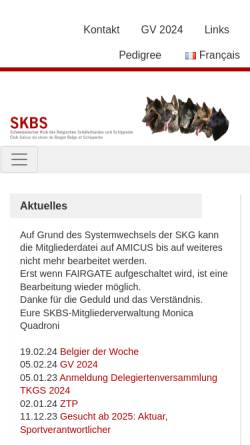 Vorschau der mobilen Webseite skbs-cscbb.ch, Schweizerischer Klub des Belgischen Schäferhundes