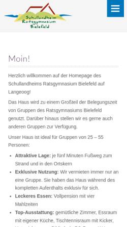 Vorschau der mobilen Webseite www.schullandheim-ratsgymnasium-bielefeld.de, Schullandheim des Ratsgymnasiums Bielefeld