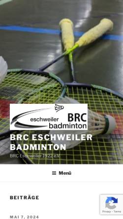 Vorschau der mobilen Webseite www.brc-eschweiler.de, Badminton- und Rollsportclub Eschweiler 1922 e.V.