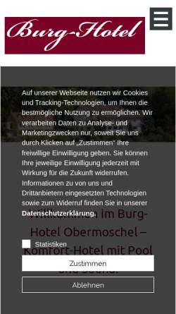 Vorschau der mobilen Webseite www.burghotel-obermoschel.de, Burg-Hotel Obermoschel