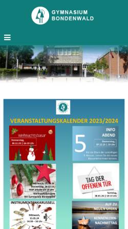 Vorschau der mobilen Webseite www.gymnasium-bondenwald.de, Gymnasium Bondenwald