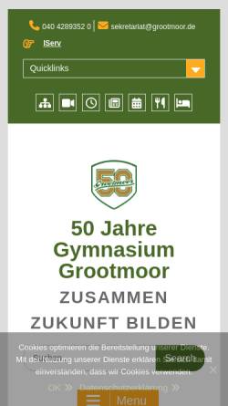 Vorschau der mobilen Webseite www.grootmoor.de, Gymnasium Grootmoor