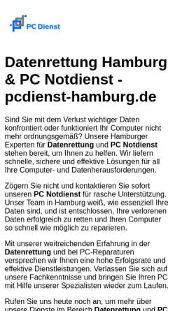 Vorschau der mobilen Webseite www.pcdienst-hamburg.de, PC & Netzwerk Service Bindig