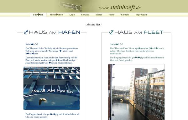 Vorschau von www.steinhoeft.de, Haus am Hafen und Haus am Fleet