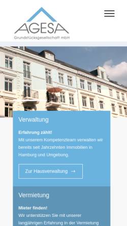 Vorschau der mobilen Webseite agesa-immobilien.de, AGESA Grundstücksgesellschaft
