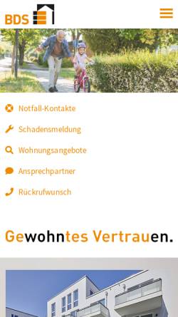 Vorschau der mobilen Webseite www.bds-hamburg.de, BDS Baugenossenschaft Dennerstraße-Selbsthilfe