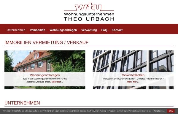 Vorschau von www.wtu.de, Wohnungsunternehmen Theo Urbach