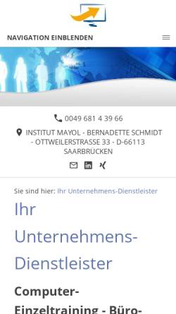 Vorschau der mobilen Webseite www.mayol.de, Compukurs Mayol Bernadette Schmidt