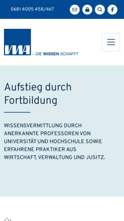 Vorschau der mobilen Webseite vwa-saarland.de, VWA Verwaltungs- und Wirtschafts-Akademie