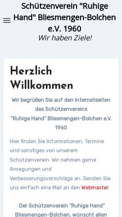 Vorschau der mobilen Webseite www.svbliesmengen.de, Schützenverein Ruhige Hand Bliesmengen-Bolchen e.V.