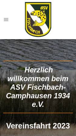 Vorschau der mobilen Webseite www.asvfischbach.de, ASV Angelsportverein Fischbach-Camphausen 1934 e.V.