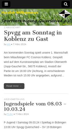 Vorschau der mobilen Webseite www.svquierschied.de, SpVgg Sportvereinigung Quierschied e.V.