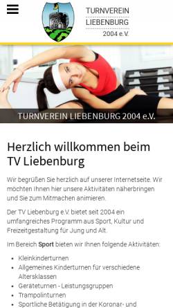 Vorschau der mobilen Webseite www.tvliebenburg.de, TV Turnverein Liebenburg 2004 e.V.