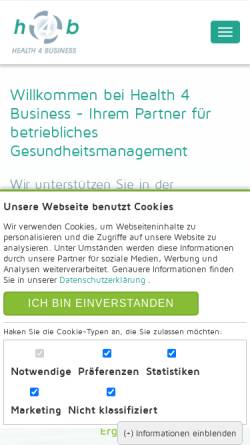 Vorschau der mobilen Webseite www.health4business.de, Health 4 Business GmbH