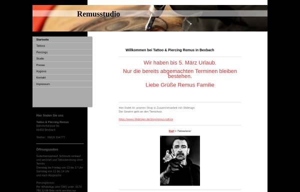 Vorschau von www.remusstudio.de, Tattoo und Piercing Studio Remus