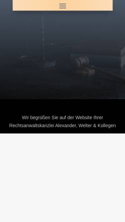 Vorschau der mobilen Webseite www.anwalt-alexander.de, Rechtsanwälte AWK, Alexander | Welter | Kollegen