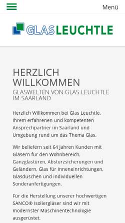 Vorschau der mobilen Webseite www.glas-saarland.de, Glas Leuchtle GmbH und Co. KG Pachten