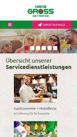 Vorschau der mobilen Webseite www.getraenkegross.de, Hans Gross GmbH und Co. KG Getränkegroßhandel