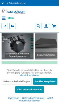 Vorschau der mobilen Webseite www.saarschaum.de, Hubert Uhl GmbH
