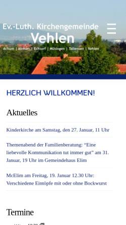 Vorschau der mobilen Webseite vehlen.de, Evangelisch-Lutherische Kirchengemeinde Vehlen