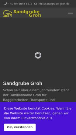 Vorschau der mobilen Webseite www.sandgrube-groh.de, Sandgrube und Baggerarbeiten Matthias Groh GmbH Niederwürzbach