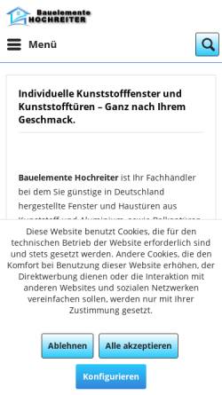 Vorschau der mobilen Webseite www.bauelemente-hochreiter.de, Bauelemente Marco Hochreiter