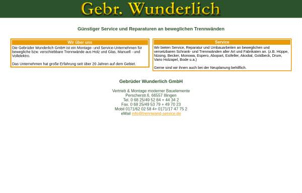 Vorschau von www.trennwand-service.de, Gebrüder Wunderlich GmbH