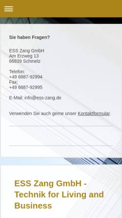 Vorschau der mobilen Webseite www.ess-zang.de, ESS Elektro System Service Zang GmbH