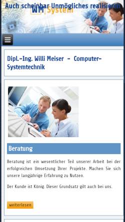 Vorschau der mobilen Webseite www.wmsystem.de, Dipl.-Ing. Willi Meiser Computer Systemtechnik Göttelborn