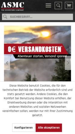 Vorschau der mobilen Webseite www.asmc.de, ASMC Ausrüstung Sicherheit Militär Camping Heinz Borkhard e.K. Heiligenwald