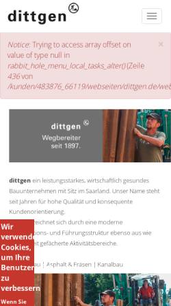 Vorschau der mobilen Webseite www.dittgen.de, Dittgen Bauunternehmen GmbH
