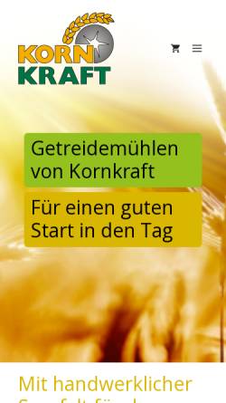 Vorschau der mobilen Webseite www.kornkraft.de, Kornkraft Getreidemühlen