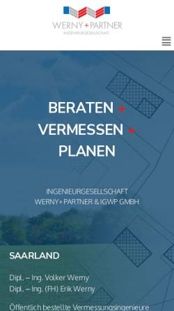 Vorschau der mobilen Webseite www.werny-ingenieure.de, Ingenieur- und Vermessungsbüro Dipl.-Ing. Volker Werny