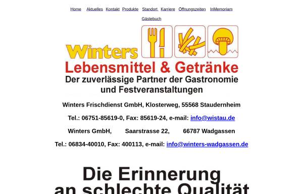 Vorschau von www.winters-frischdienst.de, Winters Frischdienst GmbH