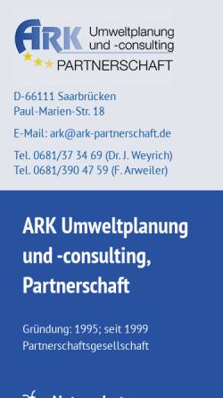 Vorschau der mobilen Webseite www.ark-partnerschaft.de, ARK Umweltplanung und -consulting Partnerschaft