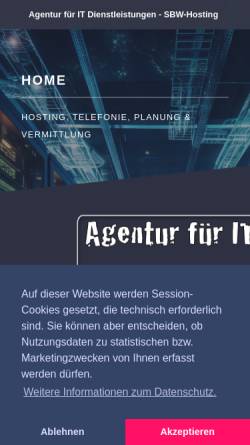 Vorschau der mobilen Webseite www.sbw-hosting.de, SBW Hosting Bettina Balzer