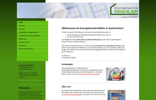 Vorschau von www.energietechnik-mahler.de, Energietechnik Mahler Dudweiler