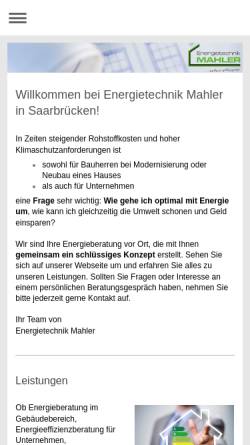Vorschau der mobilen Webseite www.energietechnik-mahler.de, Energietechnik Mahler Dudweiler