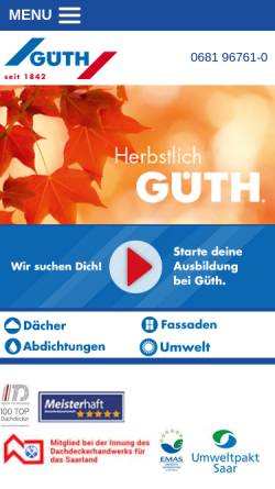 Vorschau der mobilen Webseite www.gueth.de, K. und L. Güth GmbH und Co. KG
